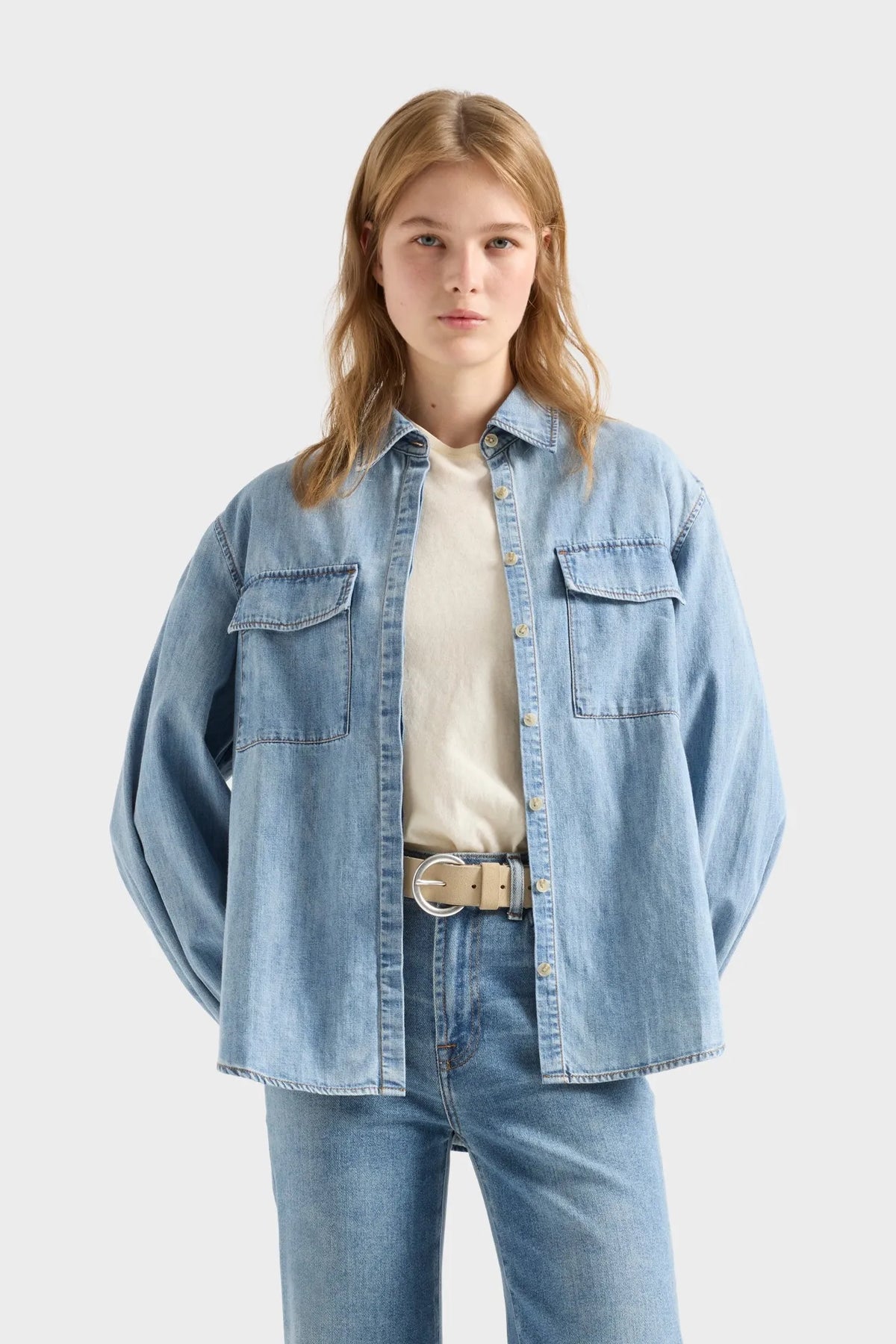 7 For All Mankind Loft Women Long Sleeve Regular Shirt SKU: 7NN80G51_3I2 Image 02