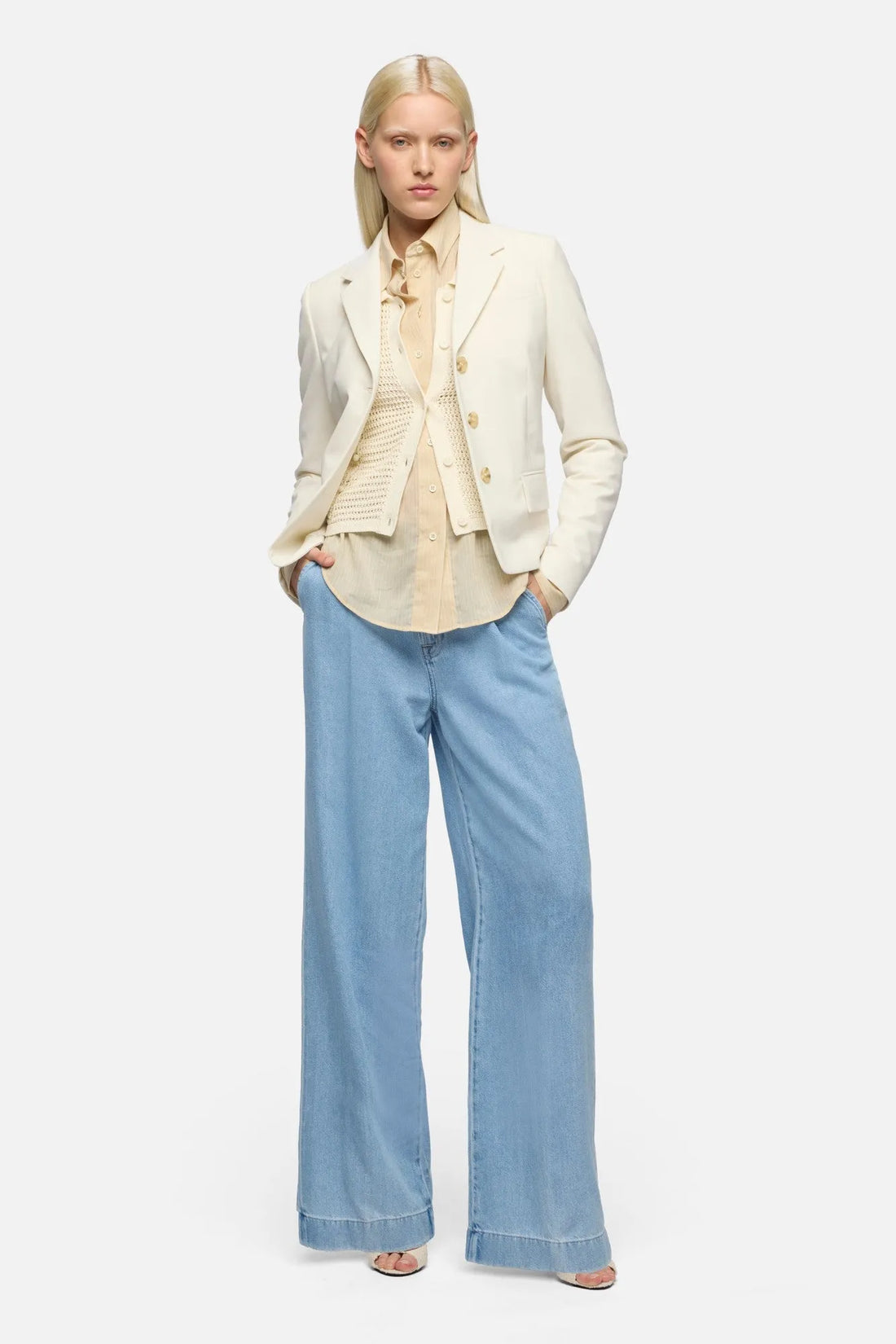7 For All Mankind Beige Strips Women Oversize Button Down in Cotton Voile SKU: 7NO30F09_27T Image 02