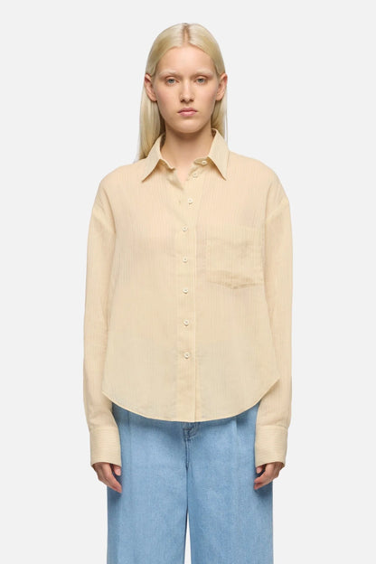 7 For All Mankind Beige Strips Women Oversize Button Down in Cotton Voile SKU: 7NO30F09_27T Image 03