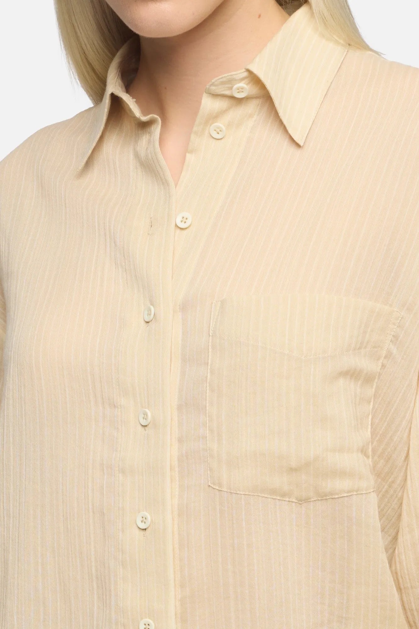 7 For All Mankind Beige Strips Women Oversize Button Down in Cotton Voile SKU: 7NO30F09_27T Image 04