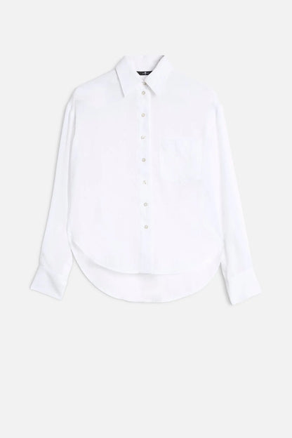 7 For All Mankind Optical White Women Oversize Button Down Shirt in Cotton Voile SKU: 7NO30F09_3HK Image 01