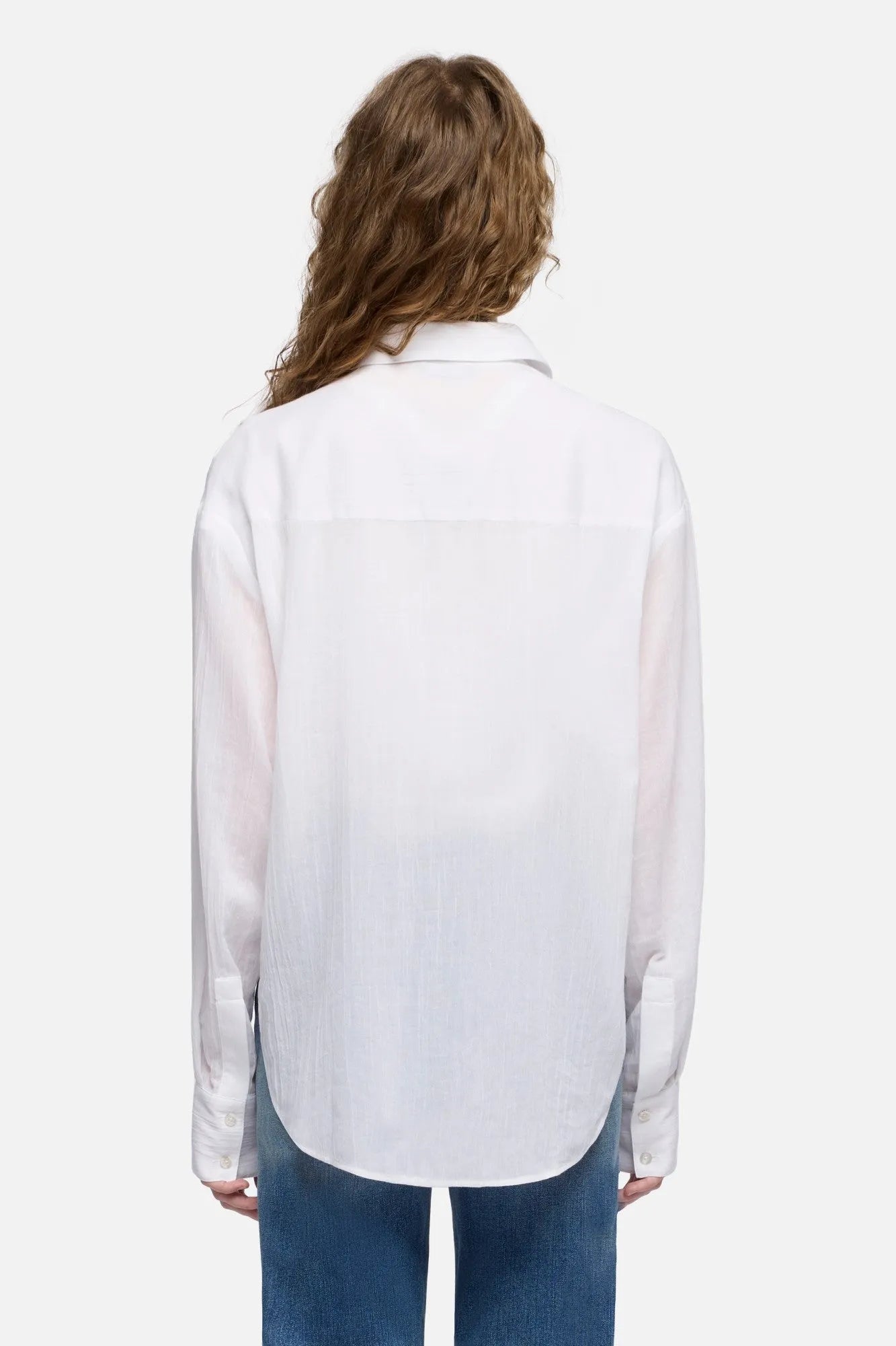7 For All Mankind Optical White Women Oversize Button Down Shirt in Cotton Voile SKU: 7NO30F09_3HK Image 05