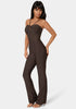 Bebe  Women Bandage Mini Flare Leg Jumpsuit SKU: 7SKG0199BE_Chocolate Martini Image 01