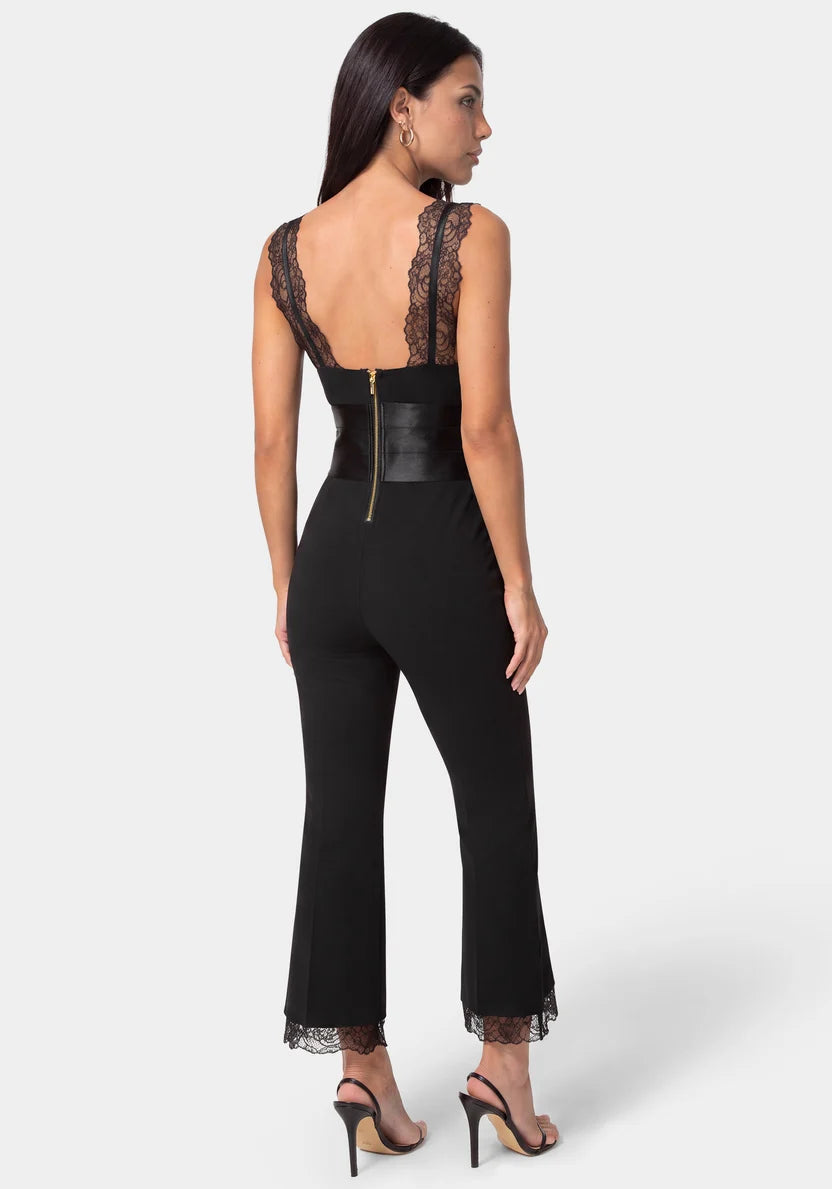 Bebe Black Women Romantic Lace Jumpsuit SKU: 7SKG0204BE_BLACK Image 02