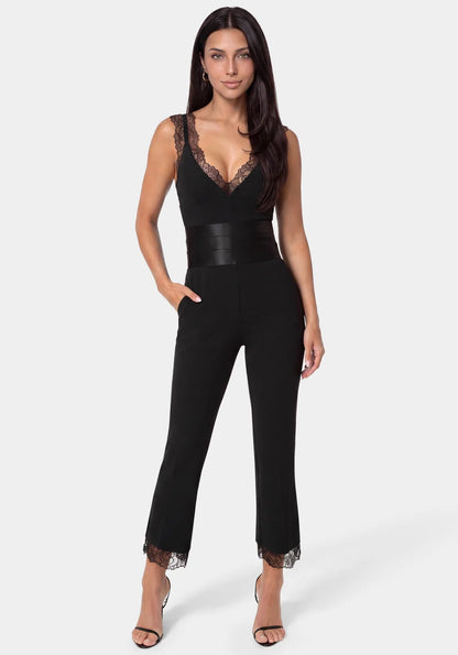 Bebe Black Women Romantic Lace Jumpsuit SKU: 7SKG0204BE_BLACK Image 04