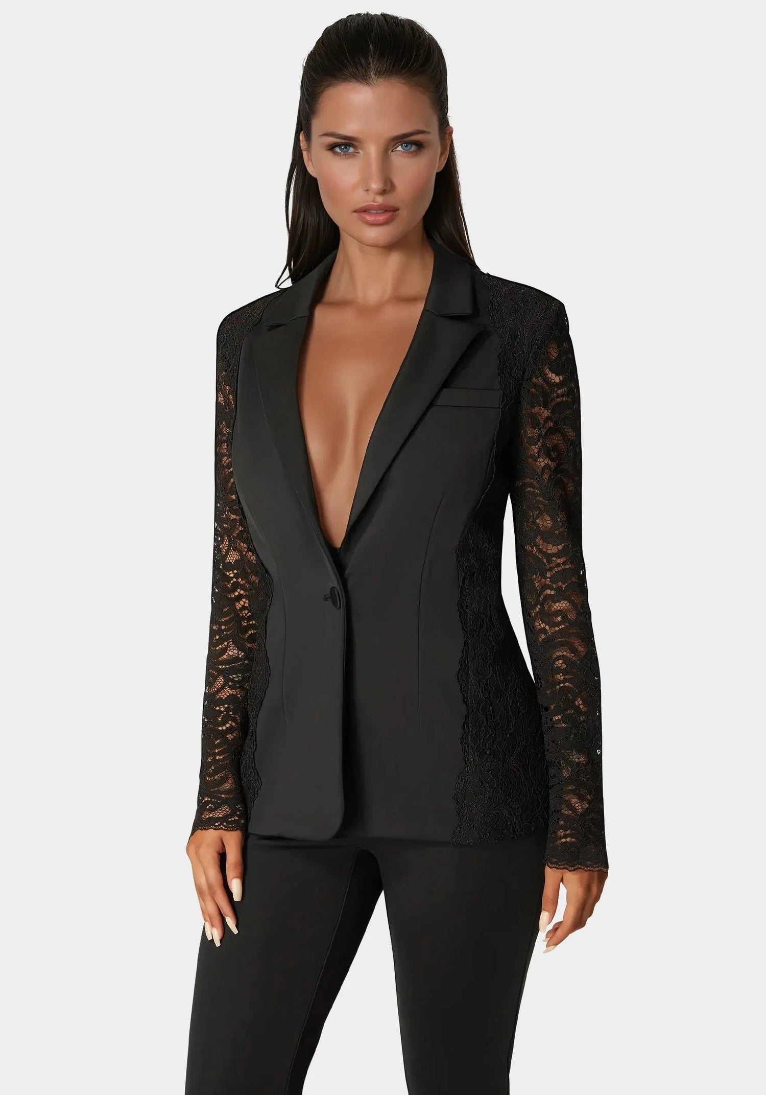 Bebe_Scuba Tailored Lace Blazer_7SKJ0201BE_BLACK_01