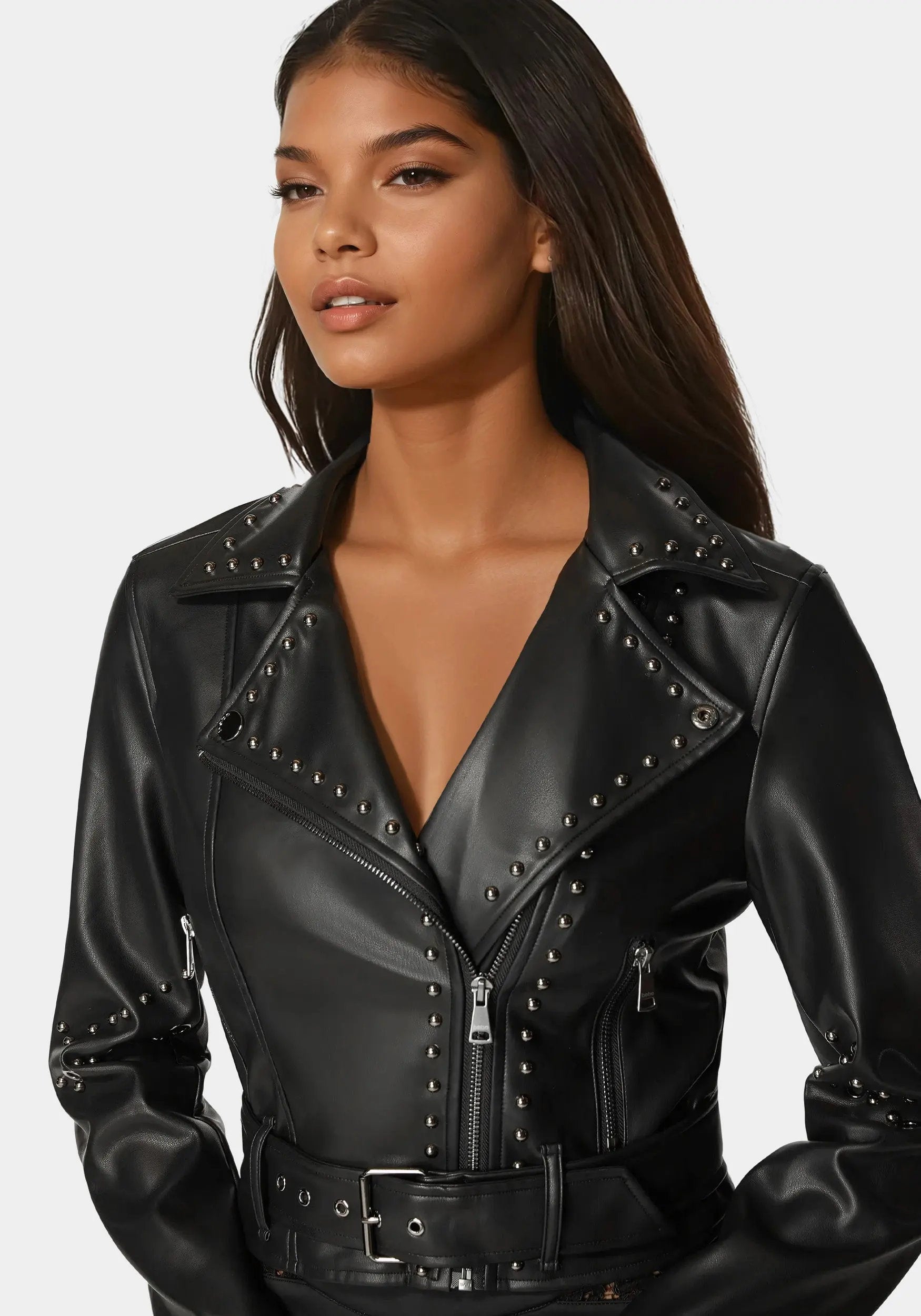 Bebe_Studded Vegan Leather Moto Jacket_7SKJ0207BE_BLACK_04