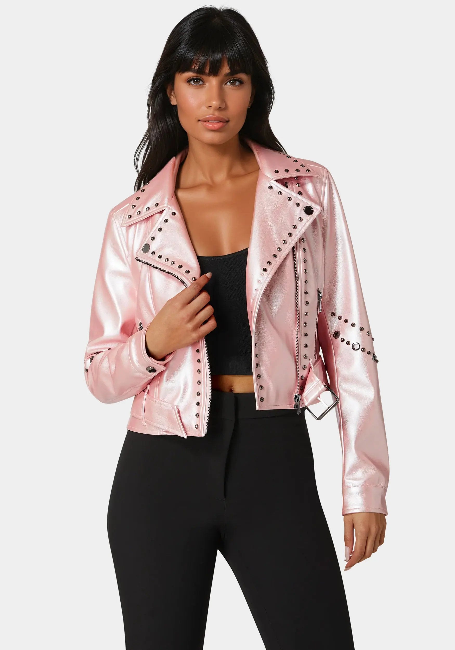 Bebe_Studded Vegan Leather Moto Jacket_7SKJ0207BE_MARYS ROSE_01