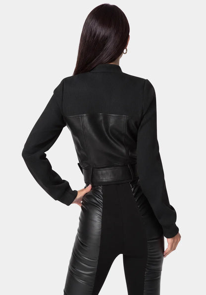 Bebe Black Women Motor Bike Jacket SKU: 7SKJ0255BE_BLACK Image 02