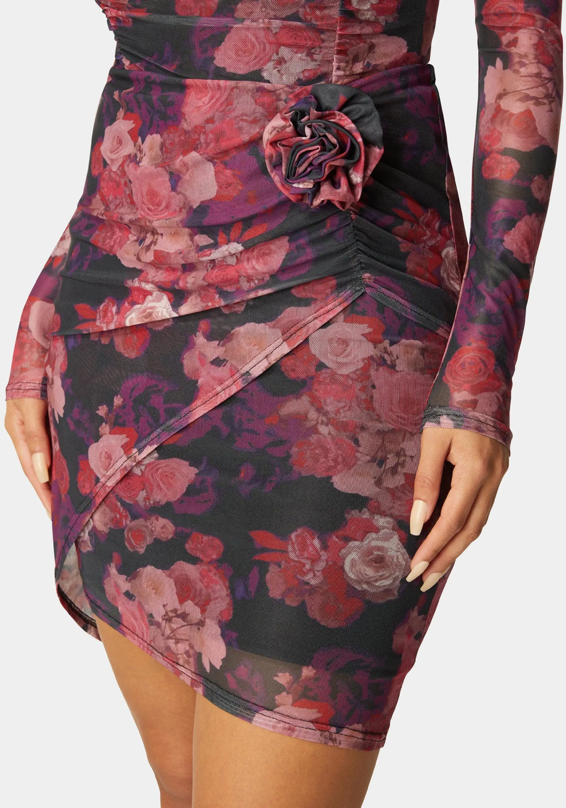 Bebe_Floral Mesh Mini Skirt_7SKK0161BE_ROMANTIC FLORAL PRINT_04