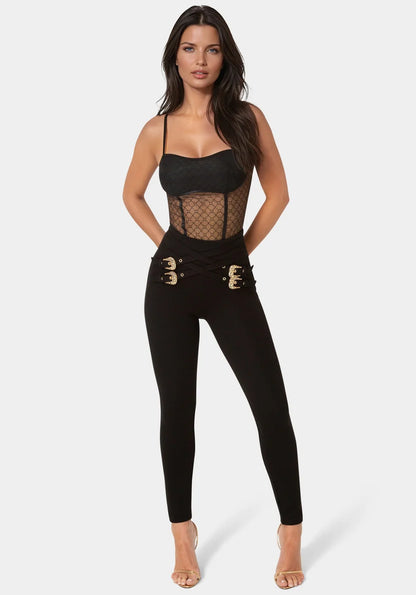 Bebe  Women High Waisted Belted Legging SKU: 7SKP0412BE_Black Image 02