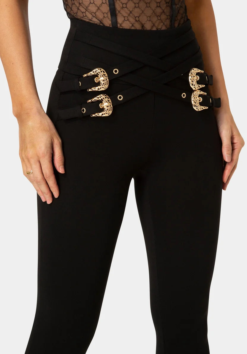 Bebe  Women High Waisted Belted Legging SKU: 7SKP0412BE_Black Image 04