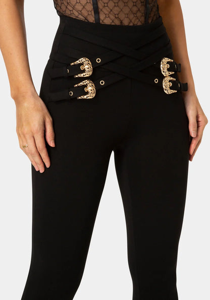 Bebe  Women High Waisted Belted Legging SKU: 7SKP0412BE_Black Image 04