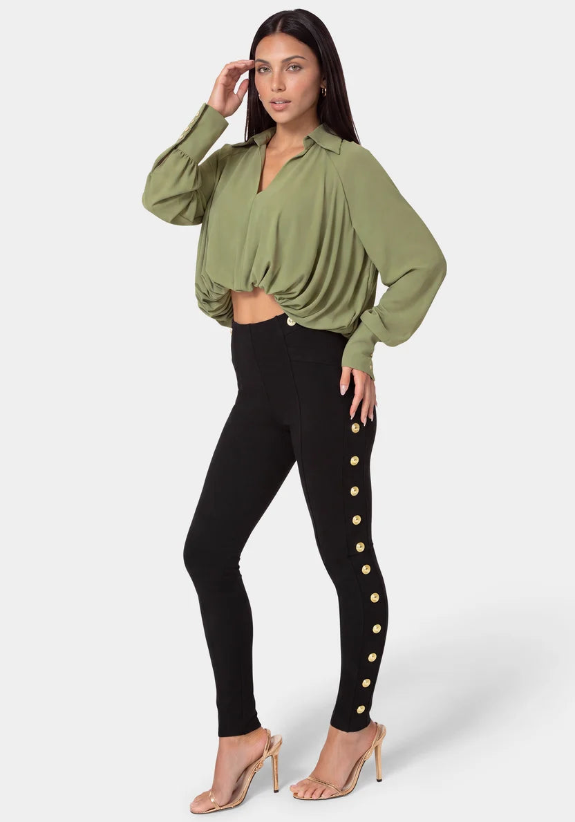 Bebe Black Women Natural Waist Gold Detail Legging SKU: 7SKP0421BE_BLACK Image 02