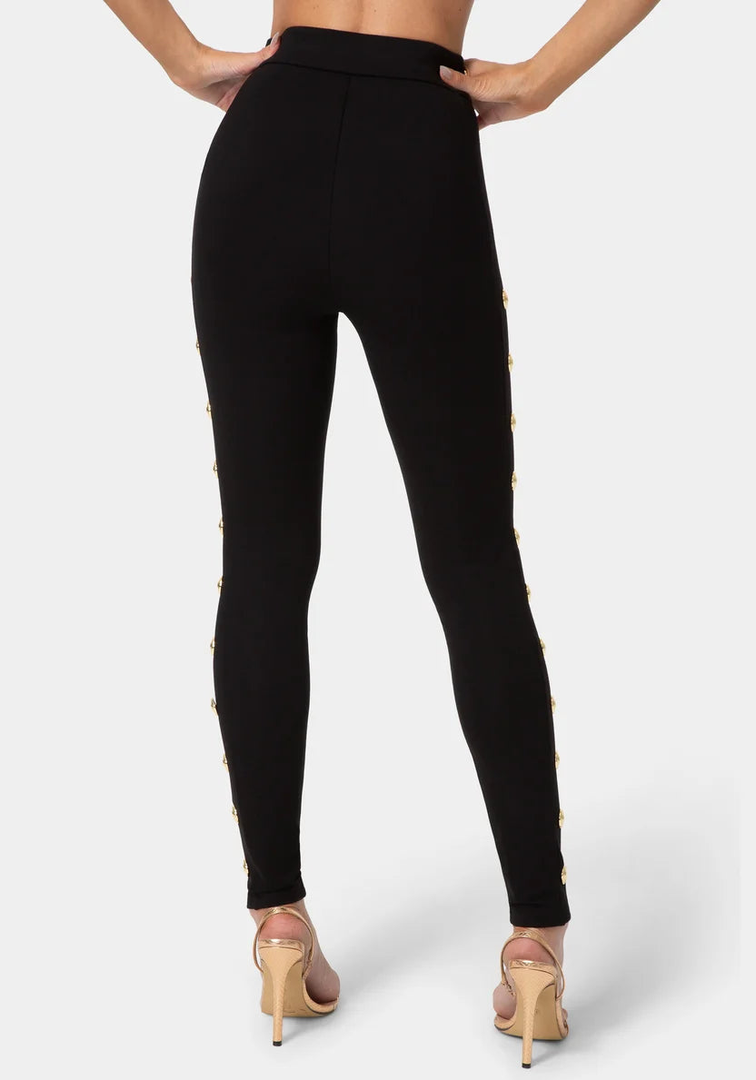 Bebe Black Women Natural Waist Gold Detail Legging SKU: 7SKP0421BE_BLACK Image 03