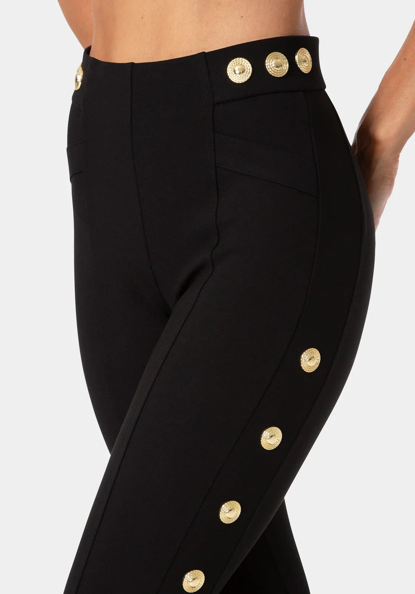 Bebe Black Women Natural Waist Gold Detail Legging SKU: 7SKP0421BE_BLACK Image 04