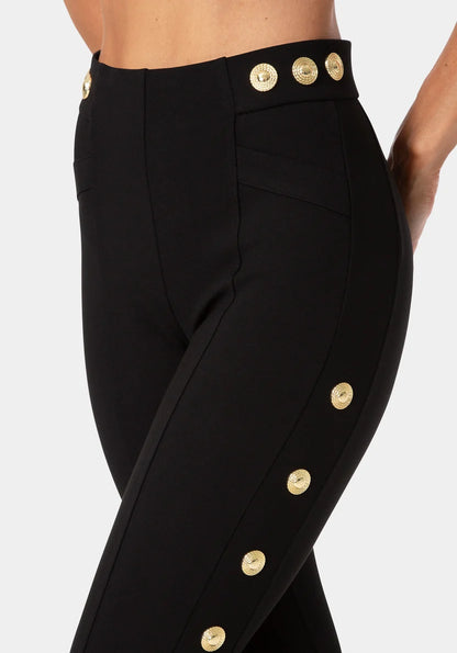 Bebe Black Women Natural Waist Gold Detail Legging SKU: 7SKP0421BE_BLACK Image 04