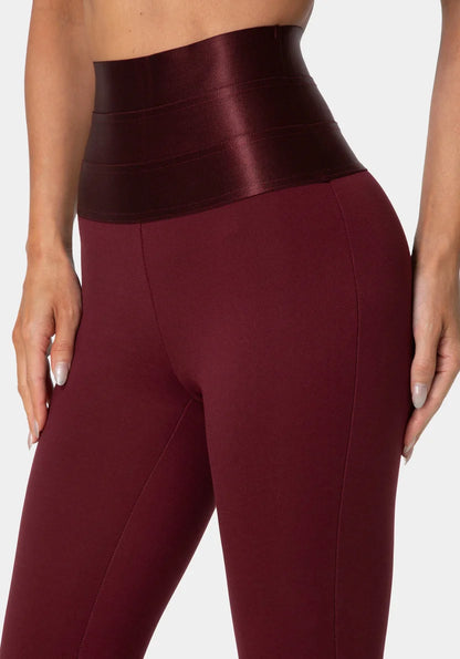 Bebe Dark Cherry Women High Waist Satin Elastic Waistband Legging SKU: 7SKP0422BE_DARK CHERRY Image 04