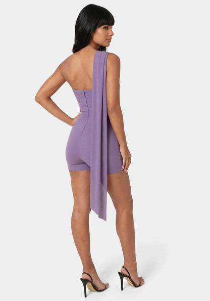 Bebe  Women Draped Sweetheart Romper SKU: 7SKR0087BE_Amethyst Image 02