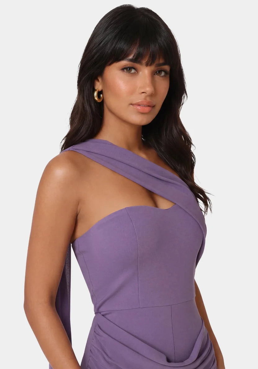Bebe  Women Draped Sweetheart Romper SKU: 7SKR0087BE_Amethyst Image 04