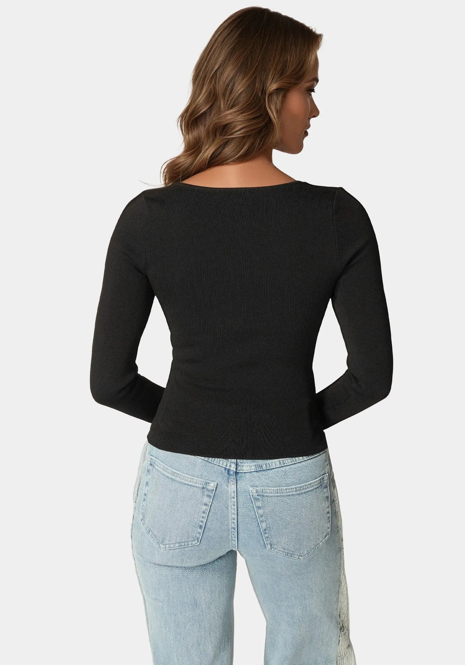 Bebe_Embelished Long Sleeve Sweater_7SKW0243BE_BLACK_03