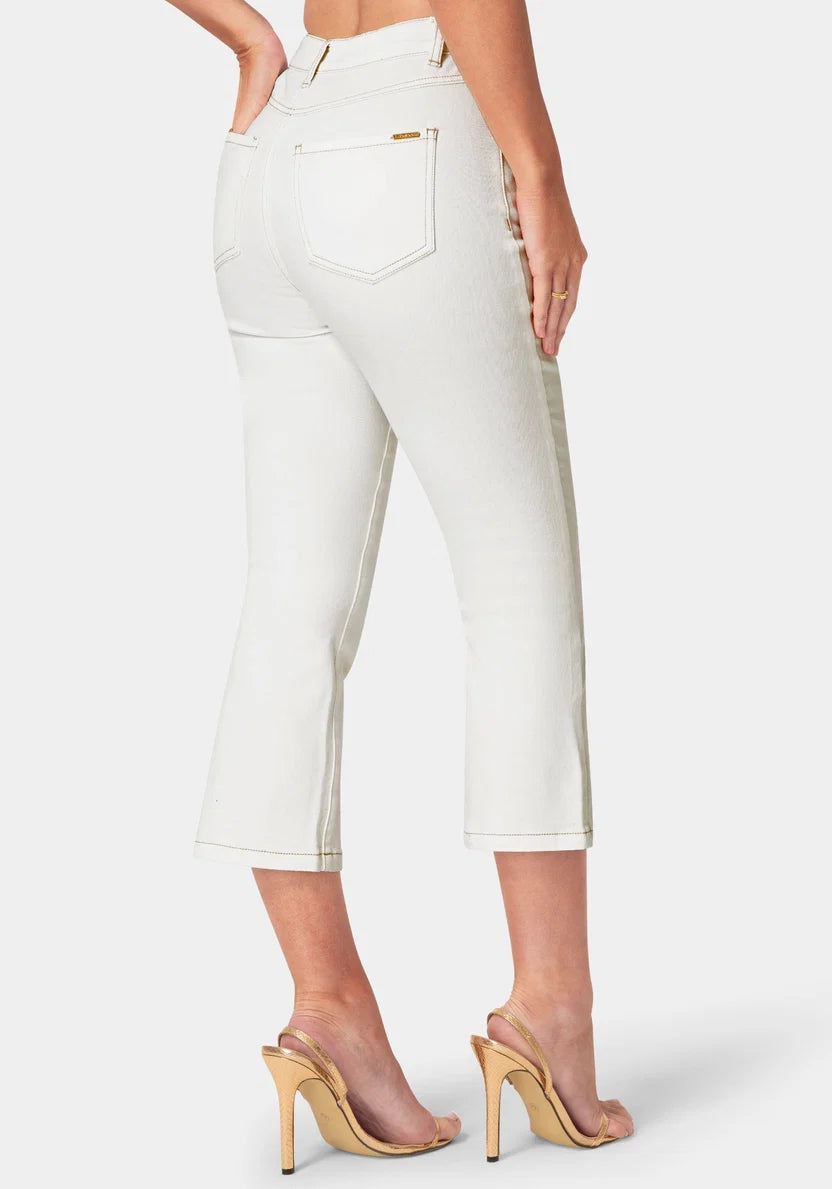 Bebe  Women Natural Waist Ankle Lenght Boot Cut Jeans SKU: 7SWD0207BE_Soft White Wash Image 04