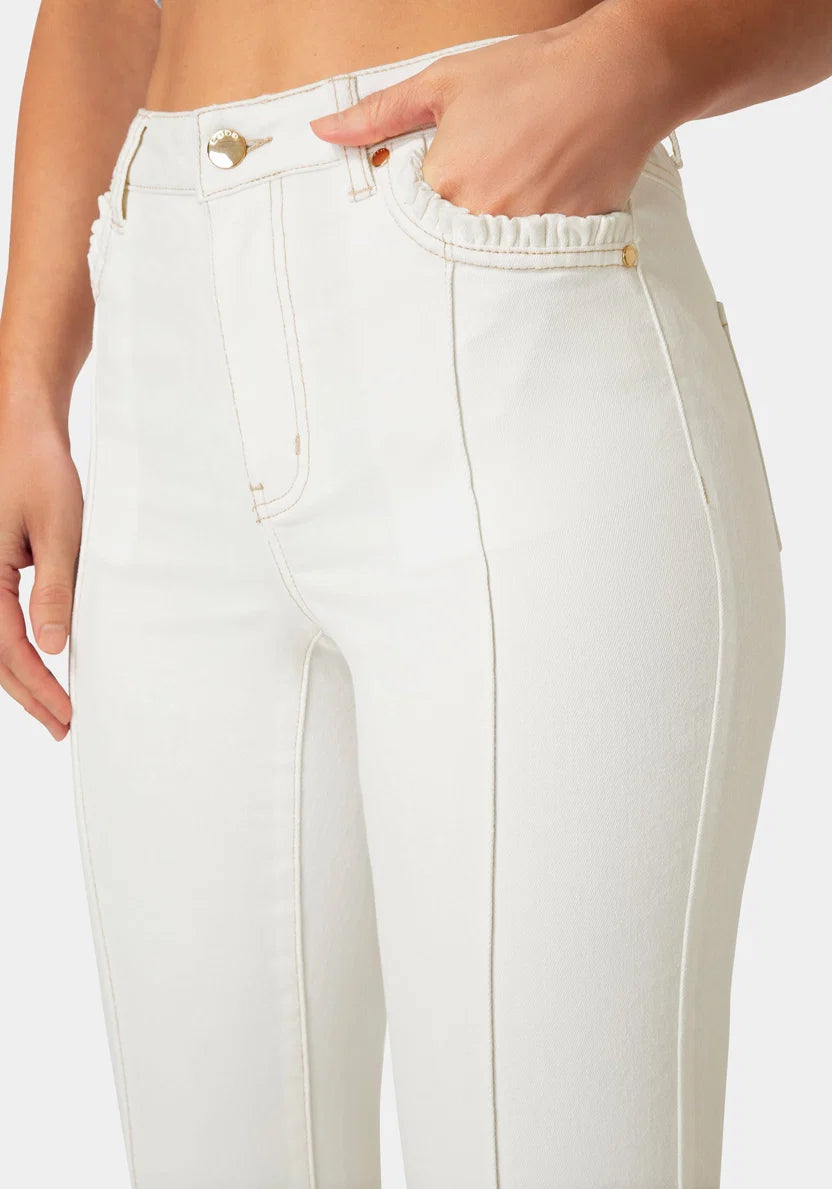 Bebe  Women Natural Waist Ankle Lenght Boot Cut Jeans SKU: 7SWD0207BE_Soft White Wash Image 05
