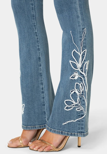 Bebe  Women Natural Waist Embroidered Straight Leg Jeans SKU: 7SWD0210BE_Light Blue Wash Image 05