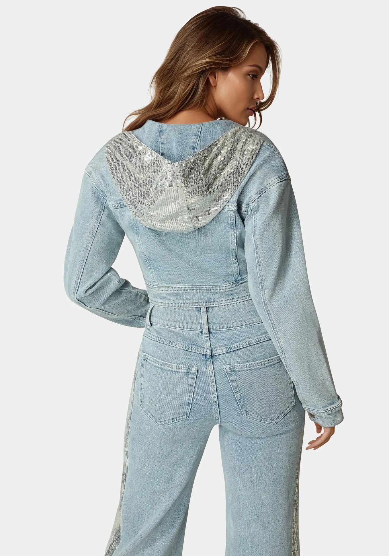 Bebe_Sequin Hooded Denim Jacket_7SWJ0200BE_MEDIUM BLUE WASH_03