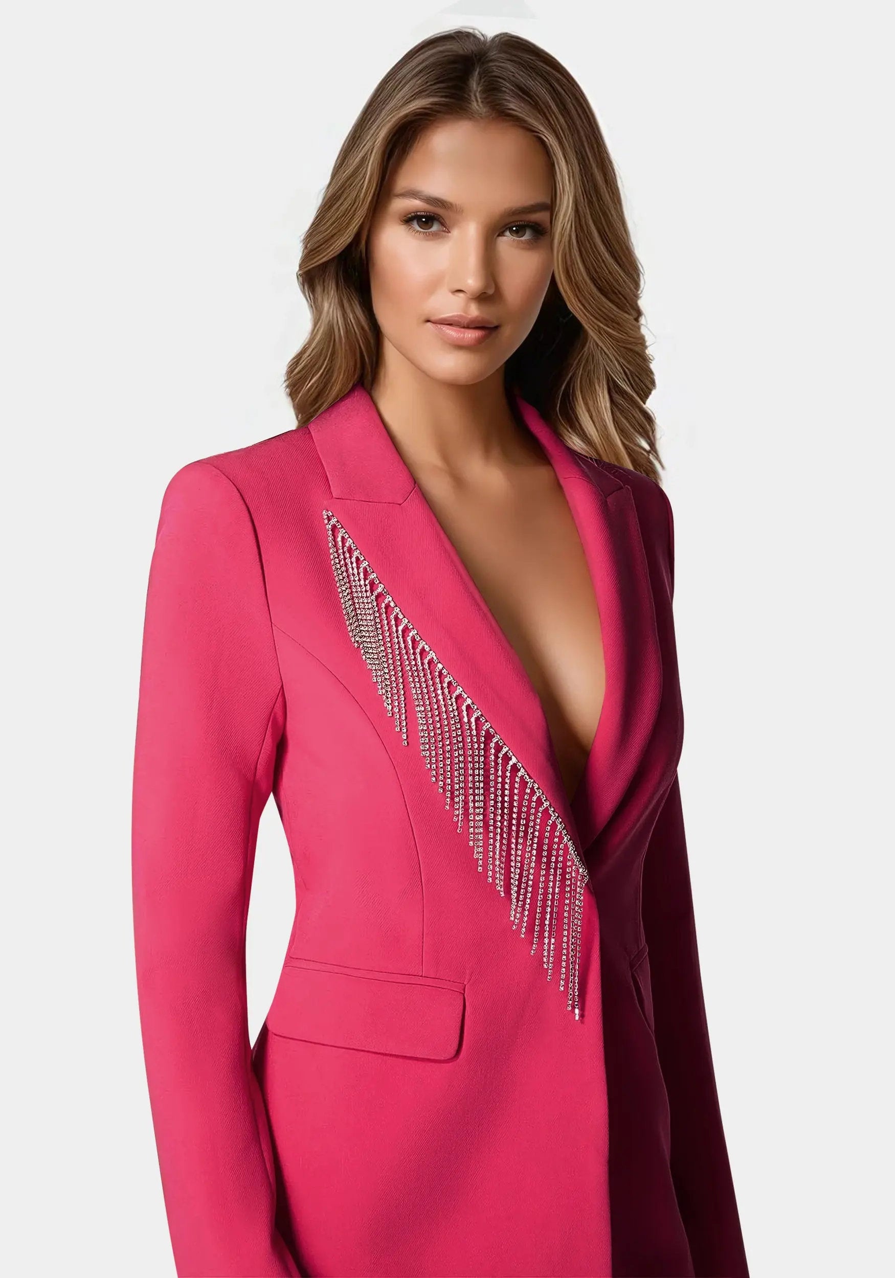 Bebe_Rhinestone Fringe Tailored Blazer_7SWJ0204BE_RASPBERRY_04