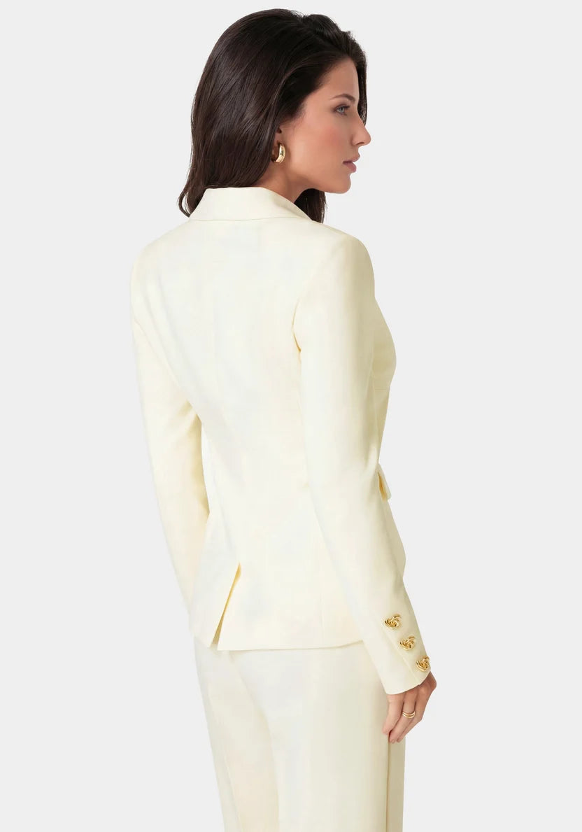 Bebe  Women Tailored Fitted Blazer SKU: 7SWJ0253BE_Butter Cream Image 02