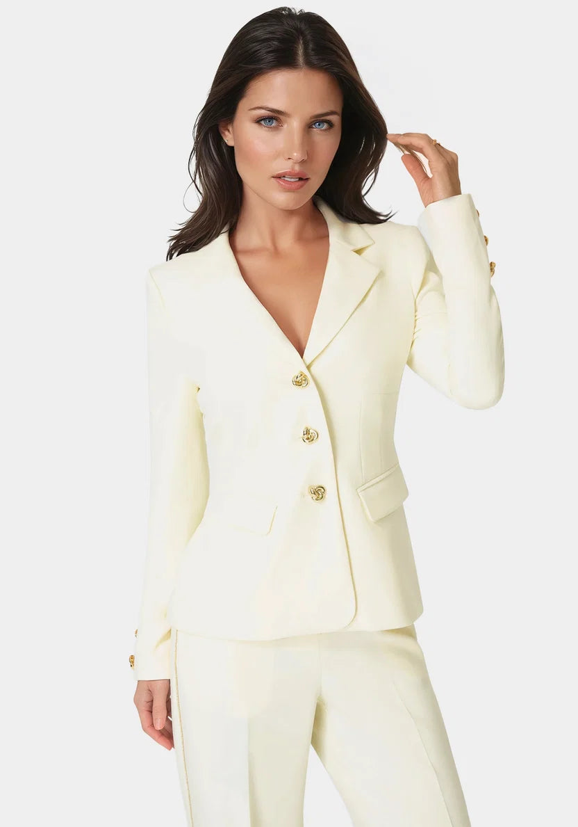 Bebe  Women Tailored Fitted Blazer SKU: 7SWJ0253BE_Butter Cream Image 03