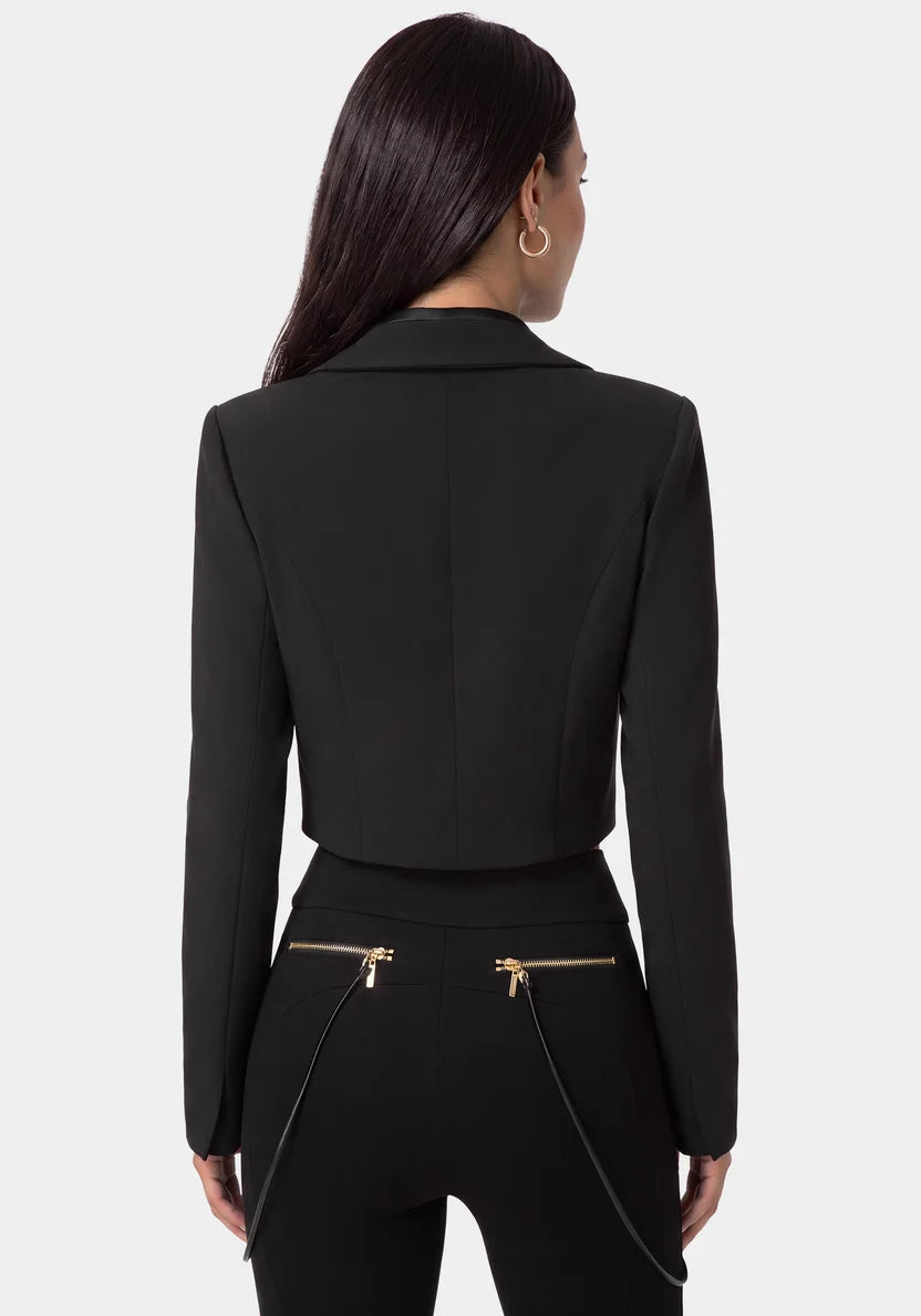 Bebe Black Women Tailored Cropped Blazer SKU: 7SWJ0256BE_BLACK Image 02