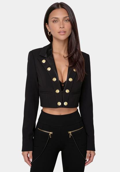 Bebe Black Women Tailored Cropped Blazer SKU: 7SWJ0256BE_BLACK Image 03
