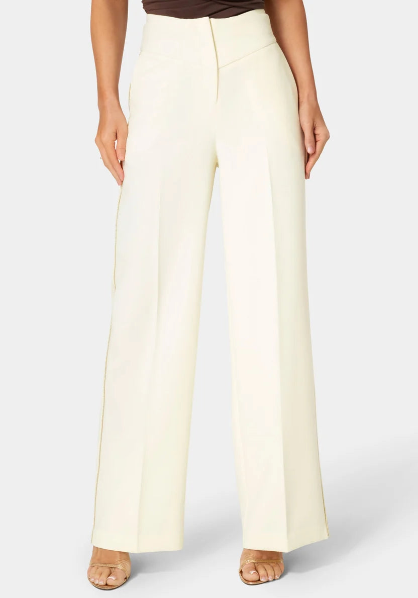 Bebe  Women Tailored Straight Wide Leg Pant SKU: 7SWP0409BE_Butter Cream Image 03