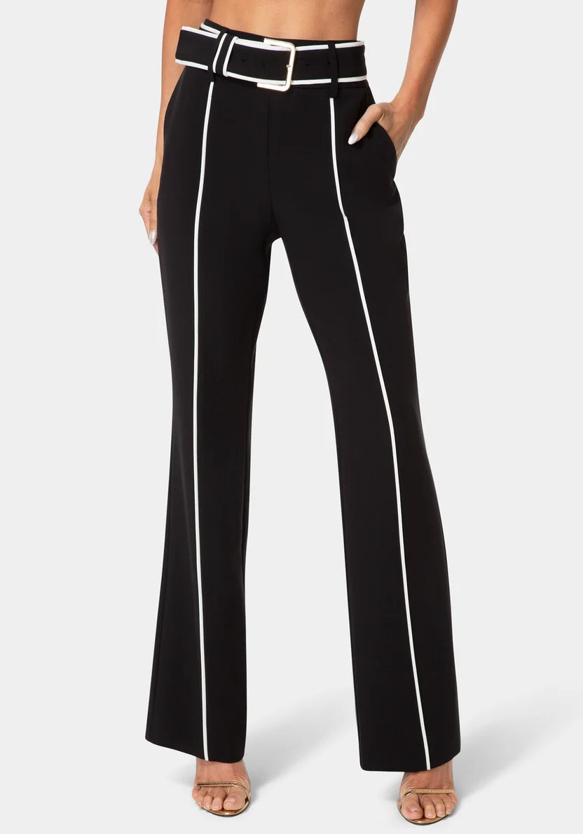 Bebe Black Women Tailored High Waist Straight Leg Pants SKU: 7SWP0435BE_BLACK Image 01