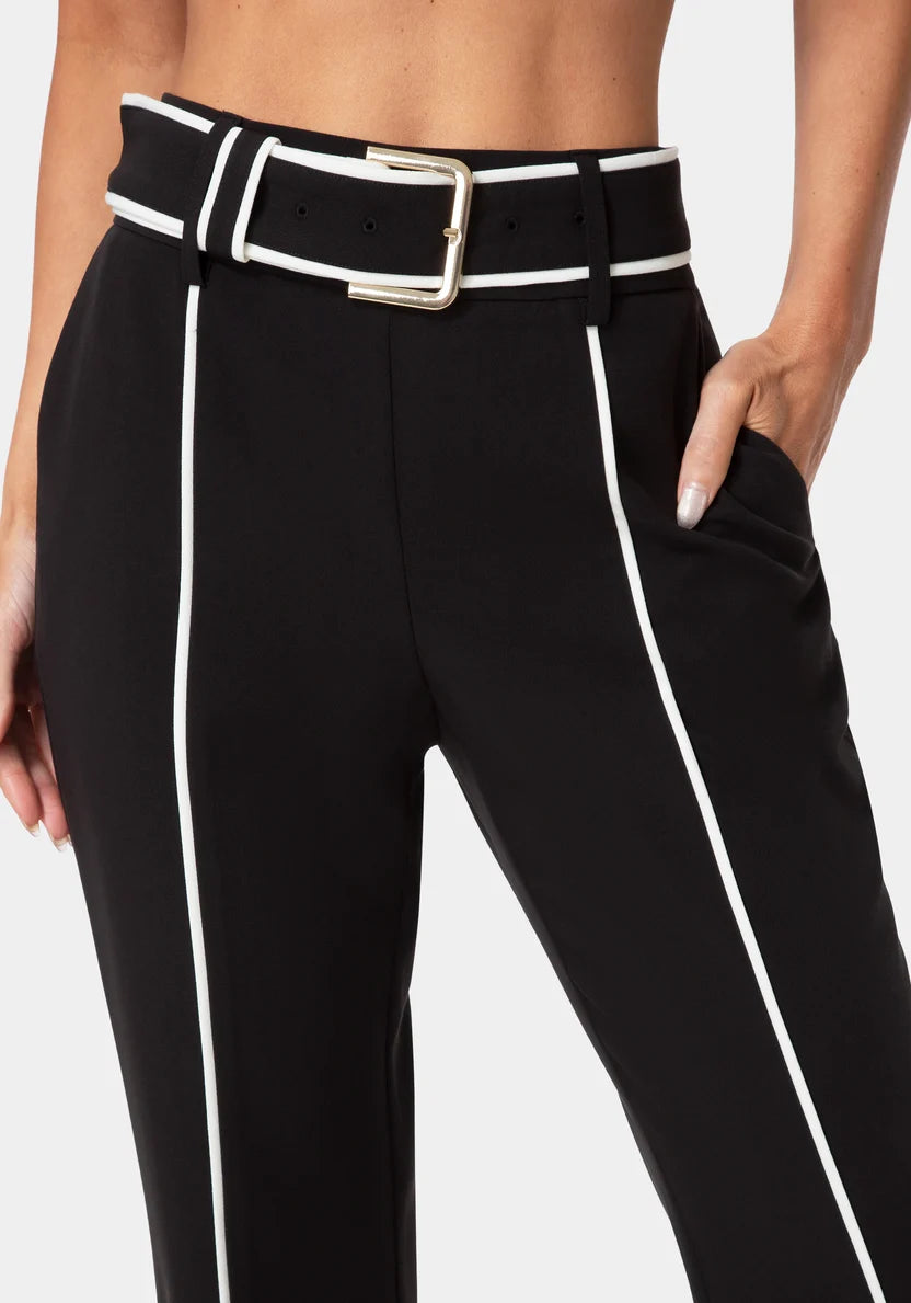 Bebe Black Women Tailored High Waist Straight Leg Pants SKU: 7SWP0435BE_BLACK Image 04