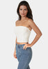 Bebe  Women Strapless Embroidery Corset Top SKU: 7SWT0469BE_White Alyssum Image 01