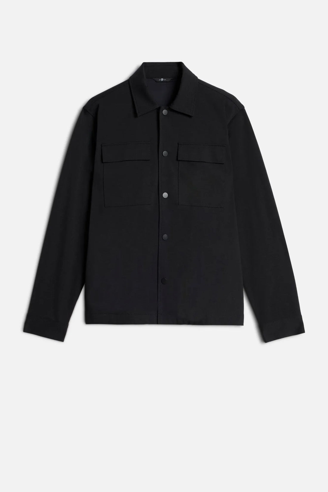 7 For All Mankind Black Men Overshirt in Luxe Performance Knit SKU: 7T800E23_BKN Image 01