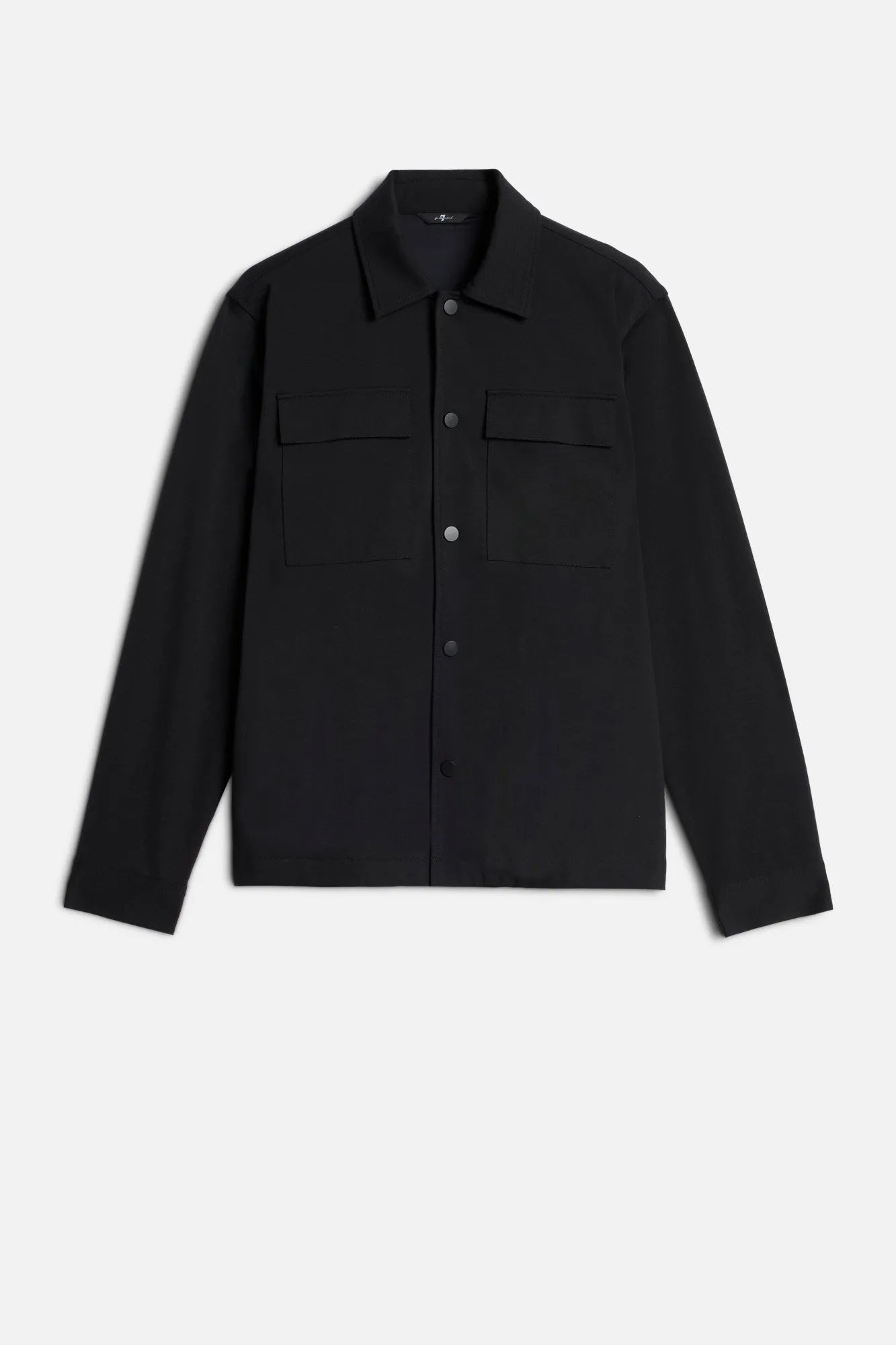 7 For All Mankind Black Men Overshirt in Luxe Performance Knit SKU: 7T800E23_BKN Image 01
