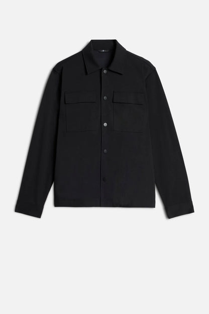 7 For All Mankind Black Men Overshirt in Luxe Performance Knit SKU: 7T800E23_BKN Image 01