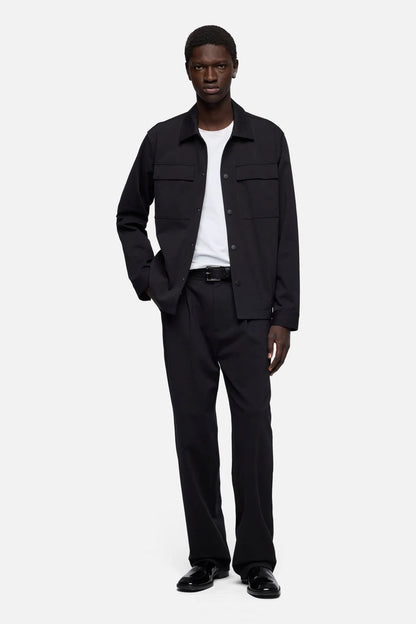7 For All Mankind Black Men Overshirt in Luxe Performance Knit SKU: 7T800E23_BKN Image 02