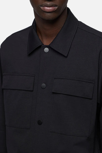 7 For All Mankind Black Men Overshirt in Luxe Performance Knit SKU: 7T800E23_BKN Image 04