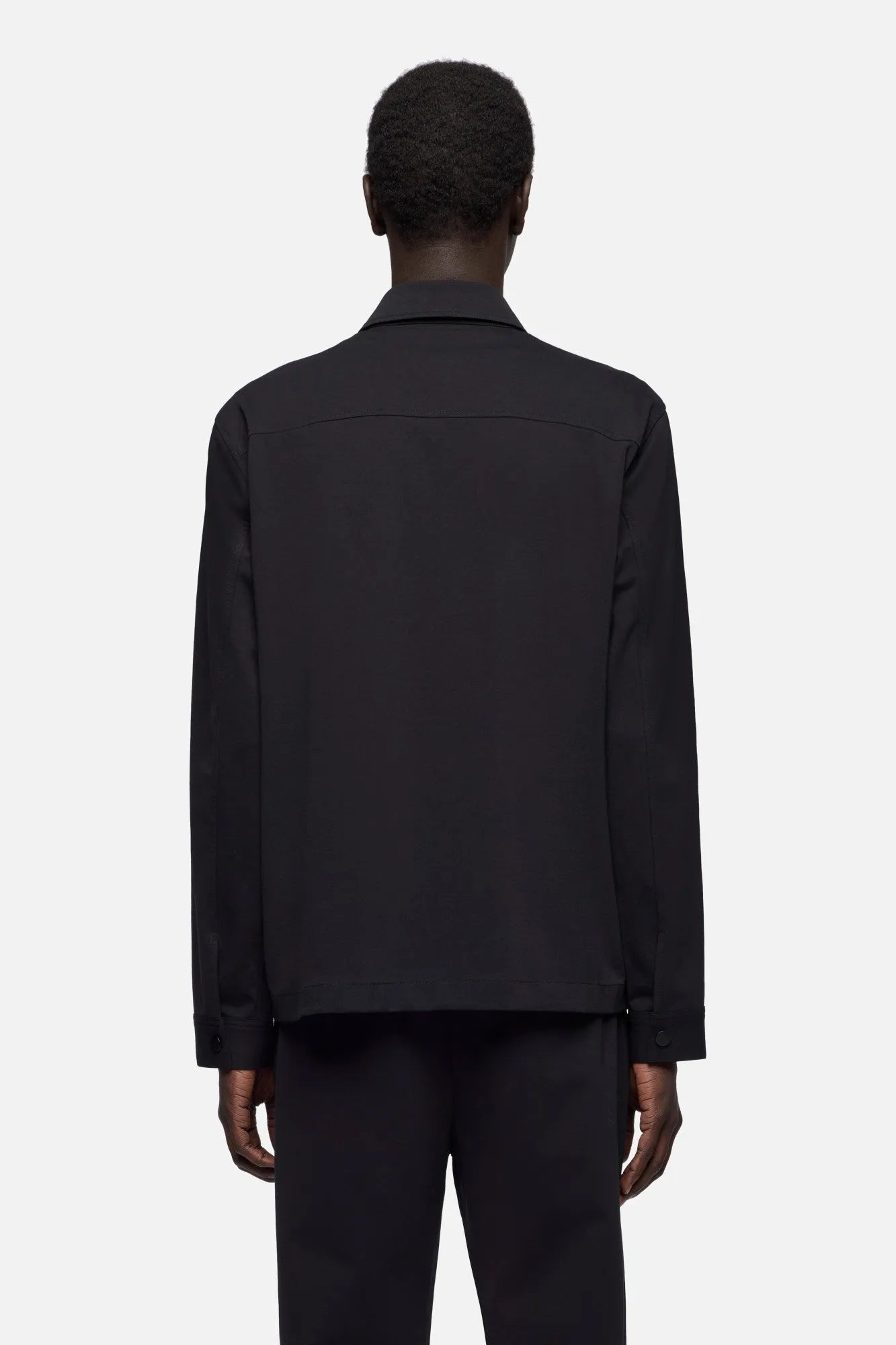 7 For All Mankind Black Men Overshirt in Luxe Performance Knit SKU: 7T800E23_BKN Image 05