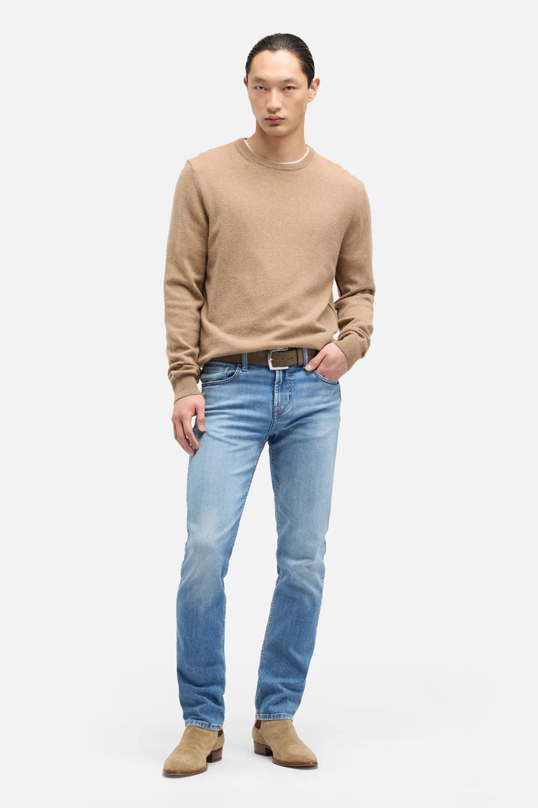 7 For All Mankind Light Blue Men Slimmy in Luxe Performance SKU: 7TC40C12_1VV Image 02