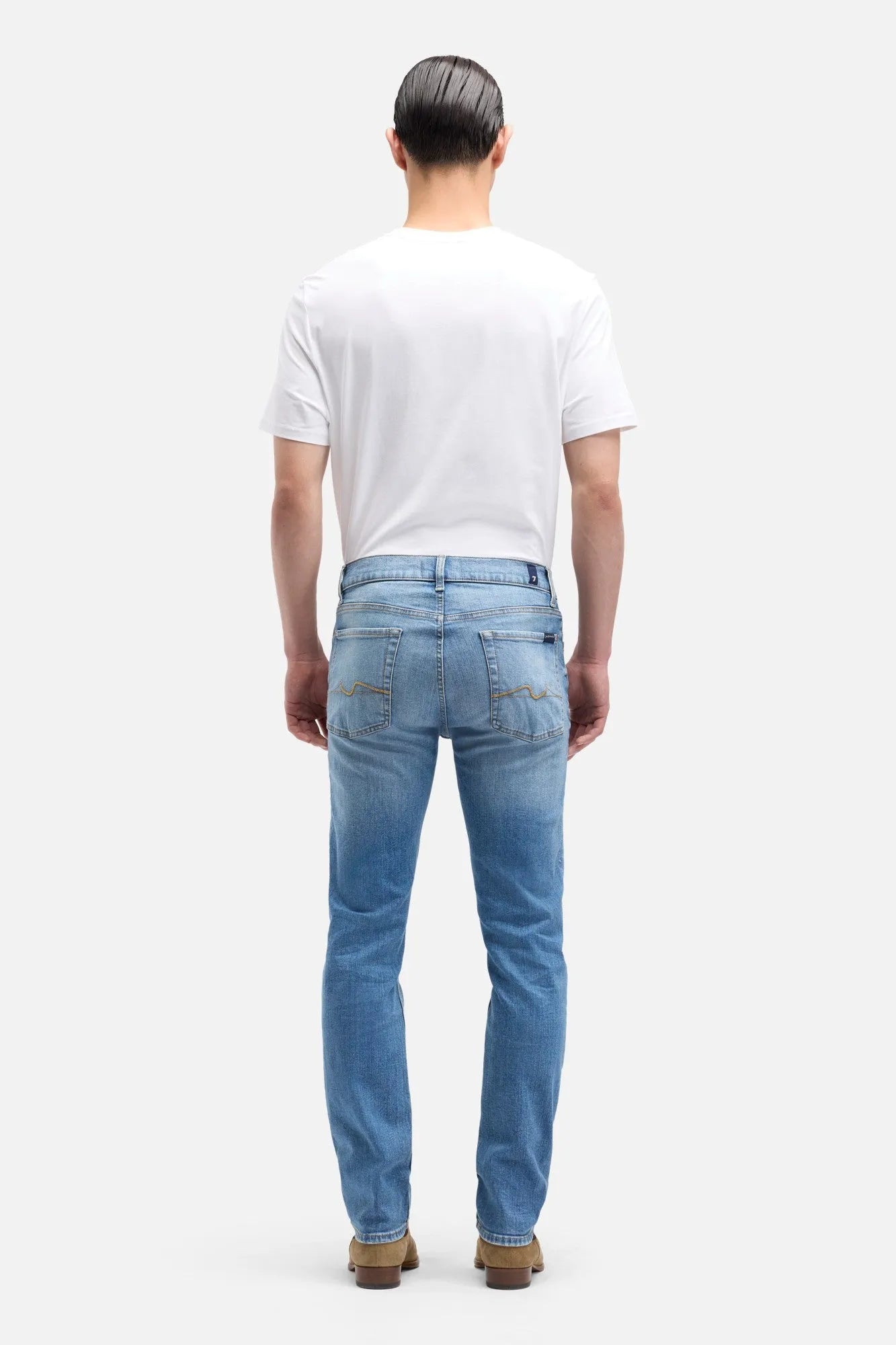 7 For All Mankind Light Blue Men Slimmy in Luxe Performance SKU: 7TC40C12_1VV Image 05