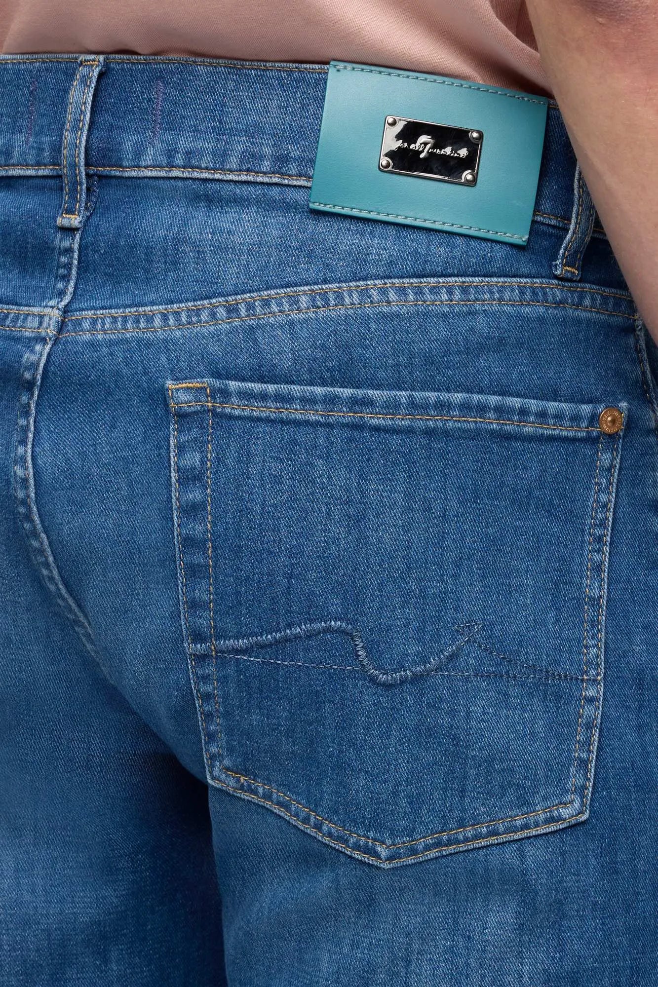 7 For All Mankind Mid Blue Men Slimmy in Special Edition SKU: 7TC4SR51_3A6 Image 04