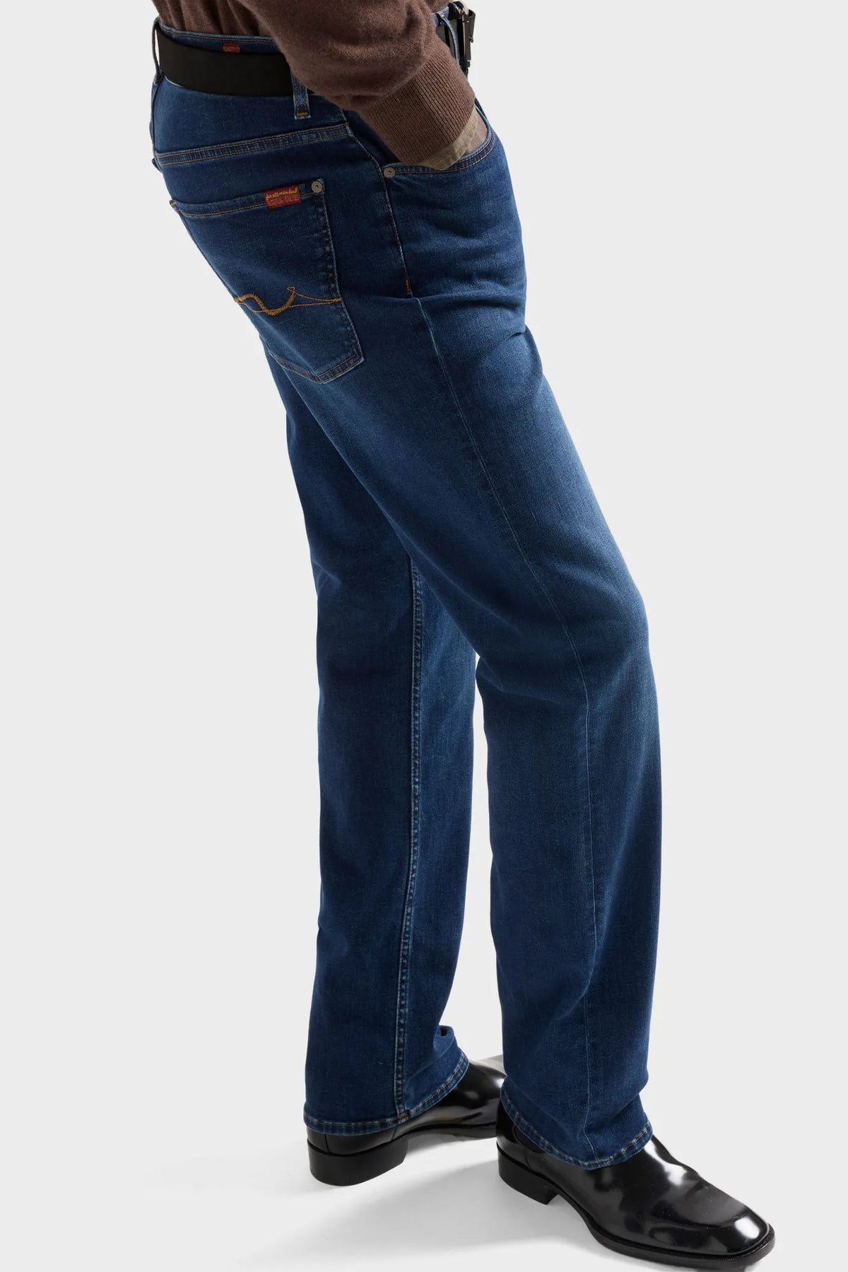 7 For All Mankind Mid Blue Men Austyn Slim Straight Cotton Jeans SKU: 7TC80B10_3U8 Image 05