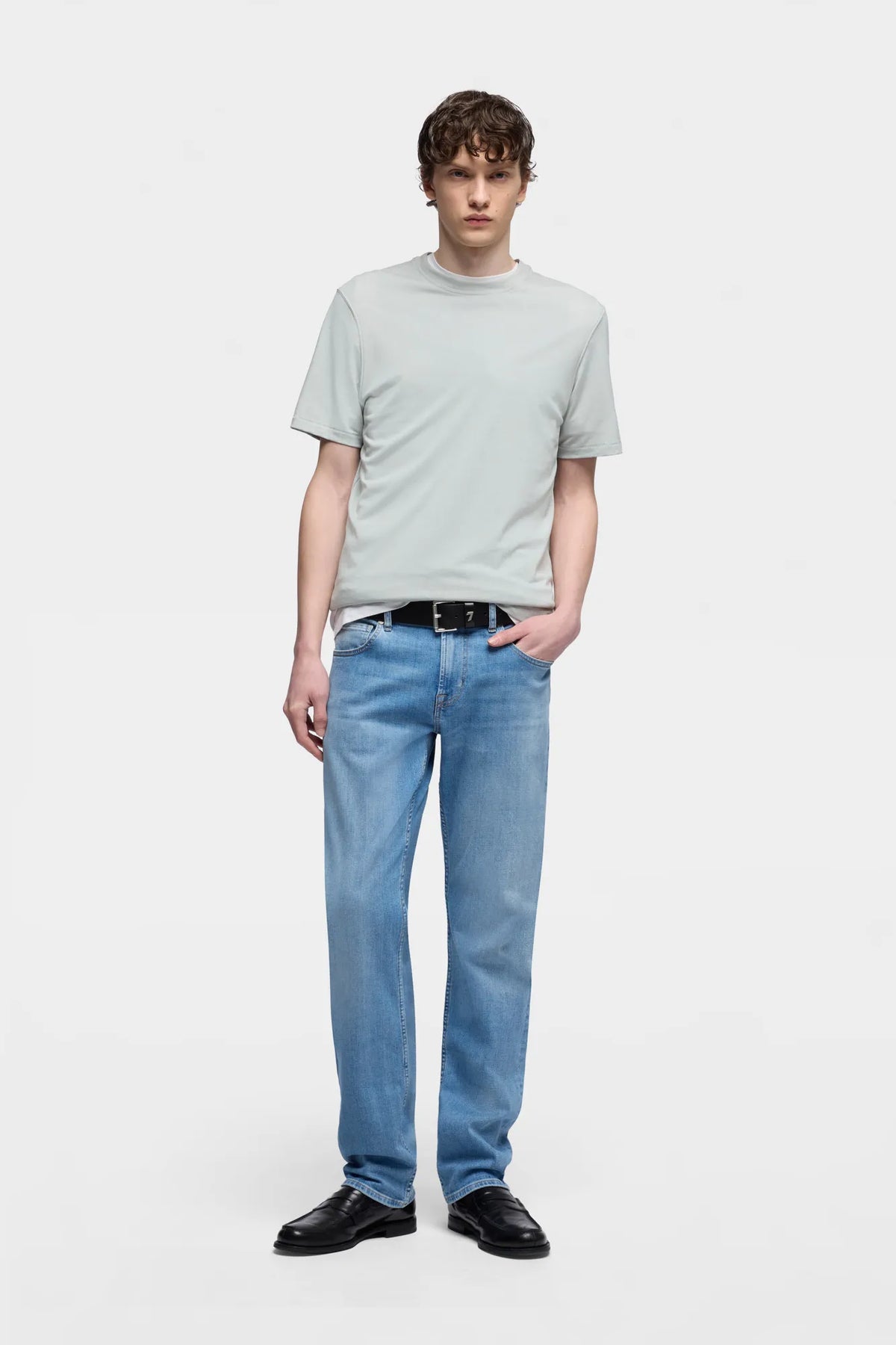 7 For All Mankind Light Blue Men Standard in Luxe Performance SKU: 7TE10C12_3LF Image 01