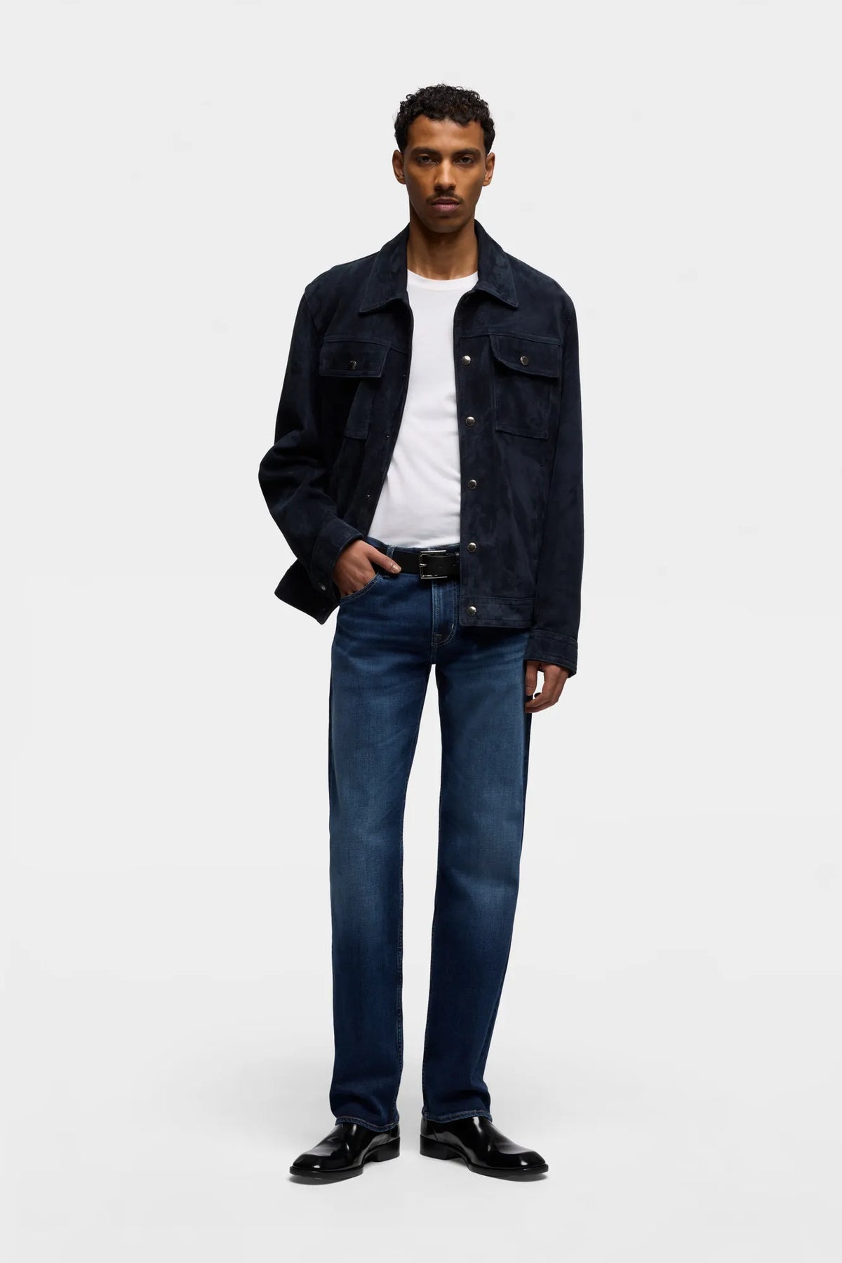 7 For All Mankind Mid Blue Men Standard in Luxe Performance SKU: 7TE10C42_3LH Image 06